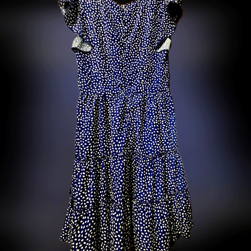 Blue and White Polka Dot Kids Dress